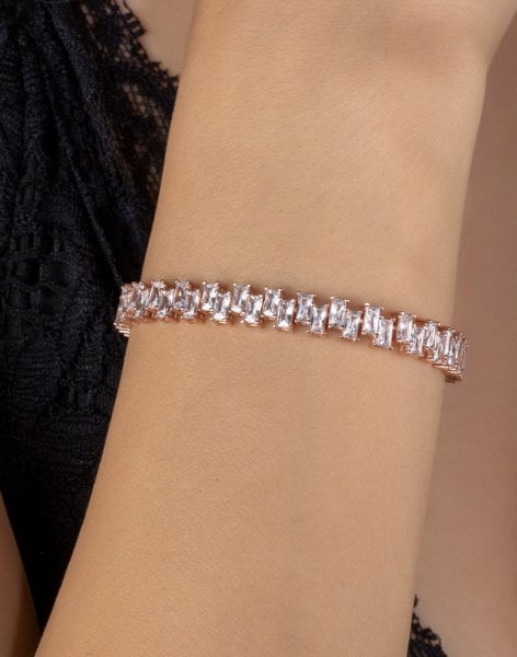 Baget Taşlı Gümüş Su Yolu Bileklik