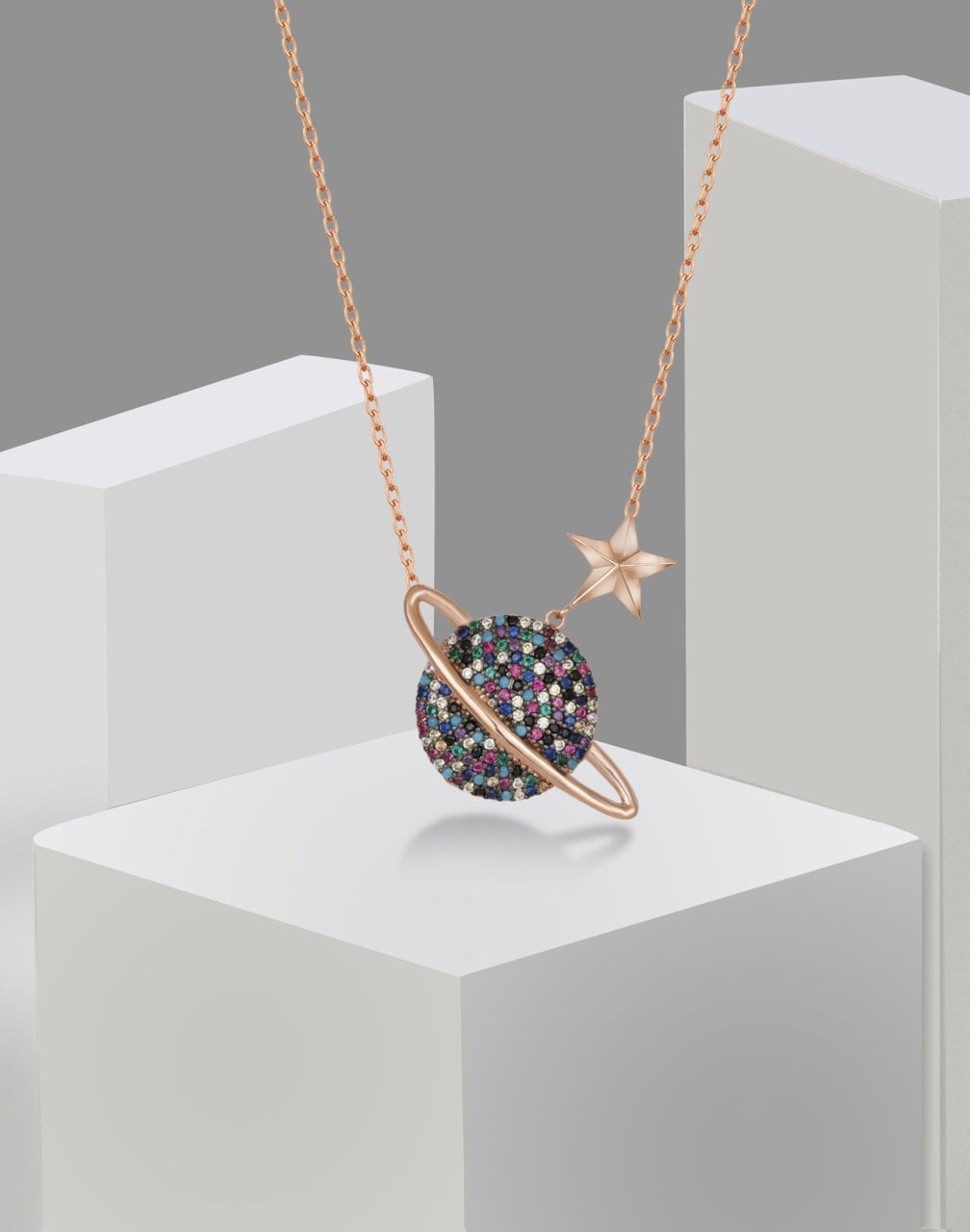 925 Ayar Gümüş Gezegen Kolye