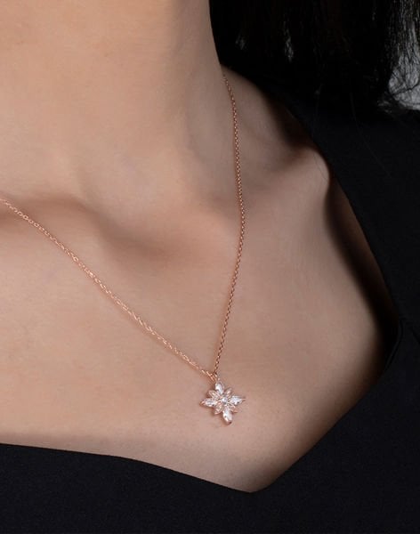 Özel Tasarım Umut Çiçeği Gümüş Kolye MAVİ