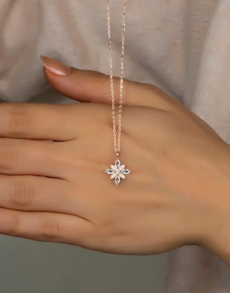 Özel Tasarım Umut Çiçeği Gümüş Kolye MİX