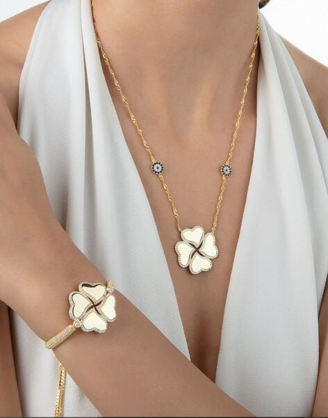 Dört Yapraklı Kişiye Özel Yonca Gümüş Kolye ve Bileklik