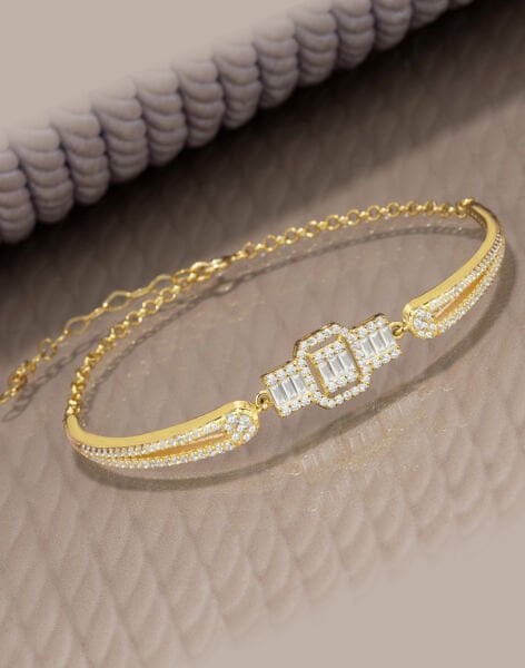 Baget Taşlı Kelepçe Modeli Gümüş Bayan Bilekliği