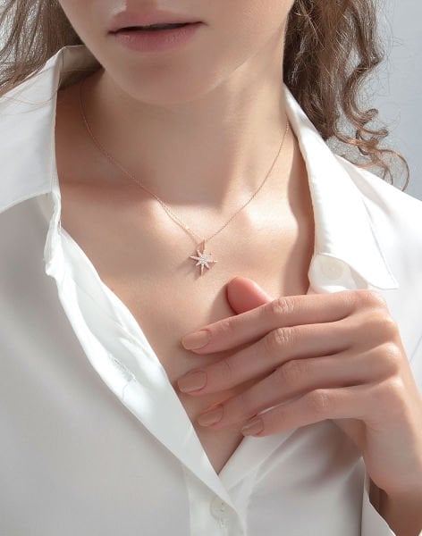 925 Ayar Gümüş Şimal Yıldızı Kolye