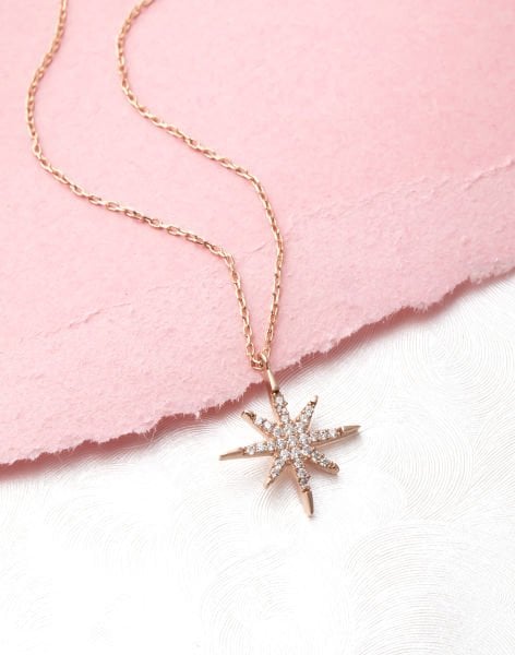 925 Ayar Gümüş Şimal Yıldızı Kolye