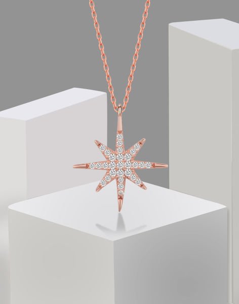 925 Ayar Gümüş Şimal Yıldızı Kolye