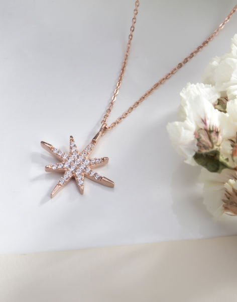 925 Ayar Gümüş Şimal Yıldızı Kolye