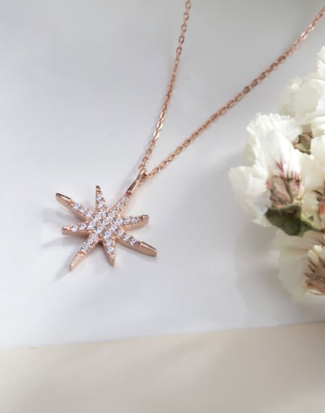 925 Ayar Gümüş Şimal Yıldızı Kolye