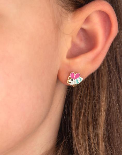 925 Ayar Gümüş Sevimli Arı Çocuk Küpesi