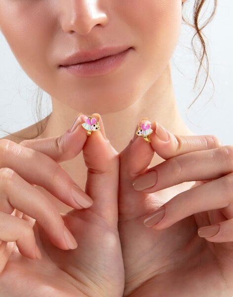 925 Ayar Gümüş Sevimli Arı Çocuk Küpesi