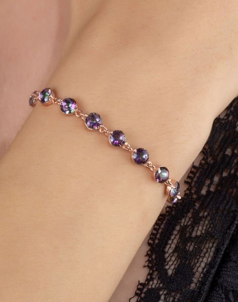 Mistik Topaz Taşlı Asansörlü Gümüş Bileklik