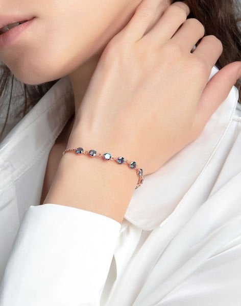 Mistik Topaz Taşlı Asansörlü Gümüş Bileklik