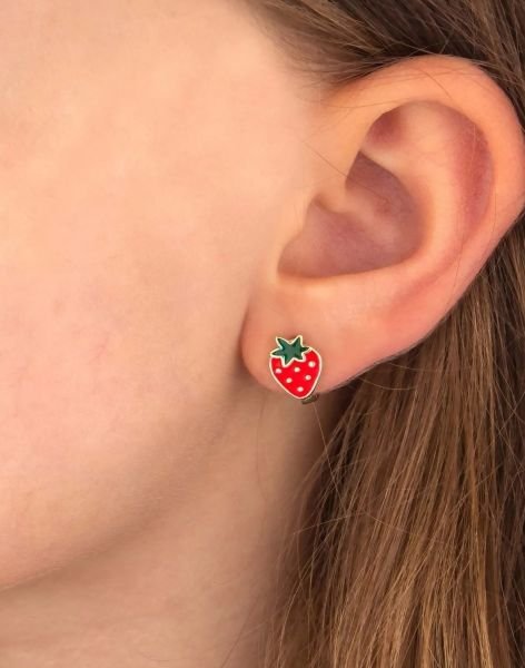 925 Ayar Gümüş Çilek Çocuk Küpesi