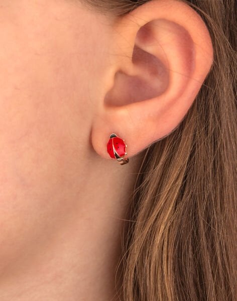 925 Ayar Gümüş Uğur Böceği Çocuk Küpesi