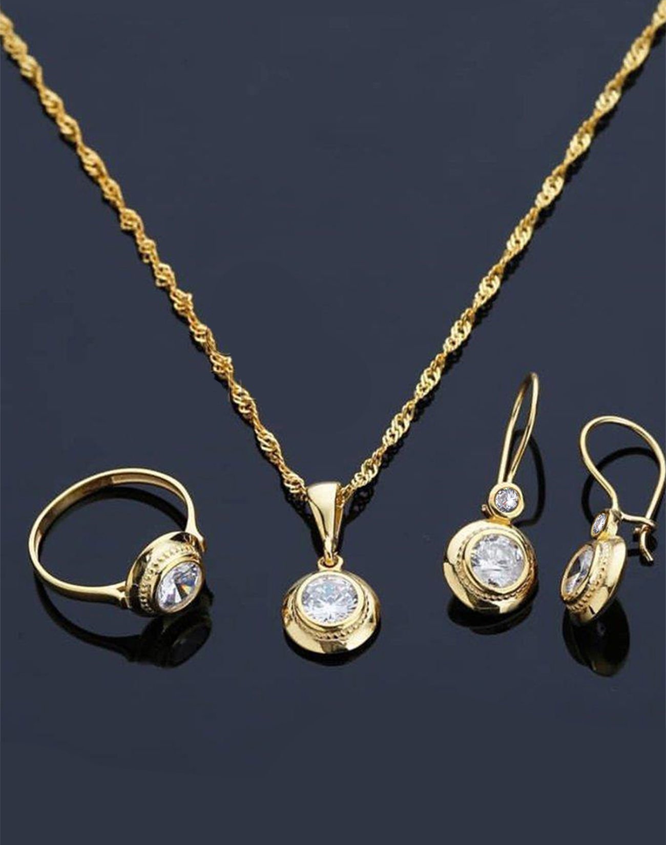 Nostalji Tek Taş Gümüş Set Singapur Zincir - 14 Fiyatı | ElseSilver