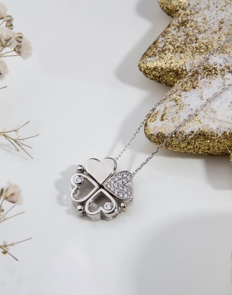 925 Ayar Gümüş Mıknatıslı Kolye Rodyum Kaplama