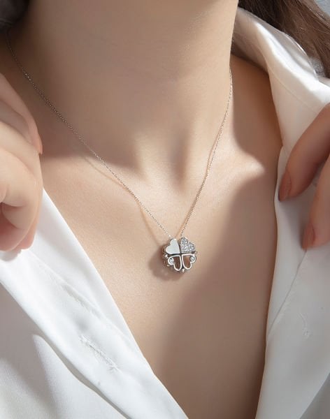 925 Ayar Gümüş Mıknatıslı Kolye Rodyum Kaplama