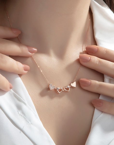 925 Ayar Gümüş Mıknatıslı Kolye Rose Kaplama