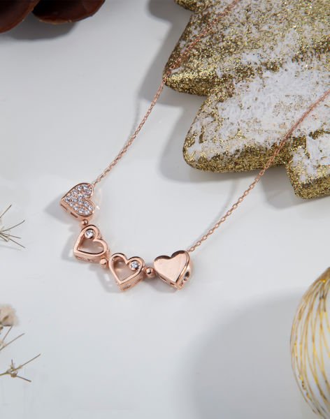 925 Ayar Gümüş Mıknatıslı Kolye Rose Kaplama