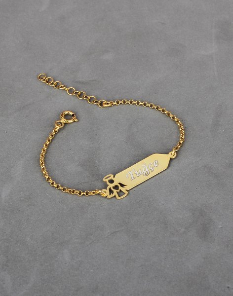 925 Ayar Gümüş Doc Zincirli İsimli Çocuk Bileklik