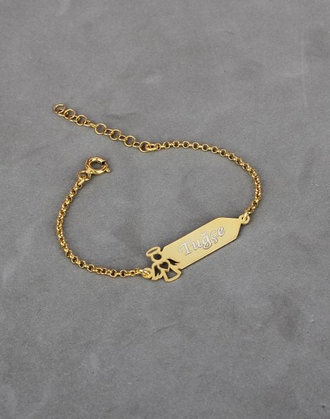 925 Ayar Gümüş Doc Zincirli İsimli Çocuk Bileklik