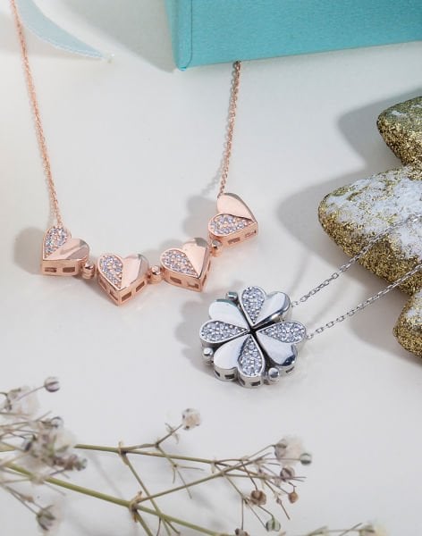 925 Ayar Gümüş Mıknatıslı Kalp Kolye