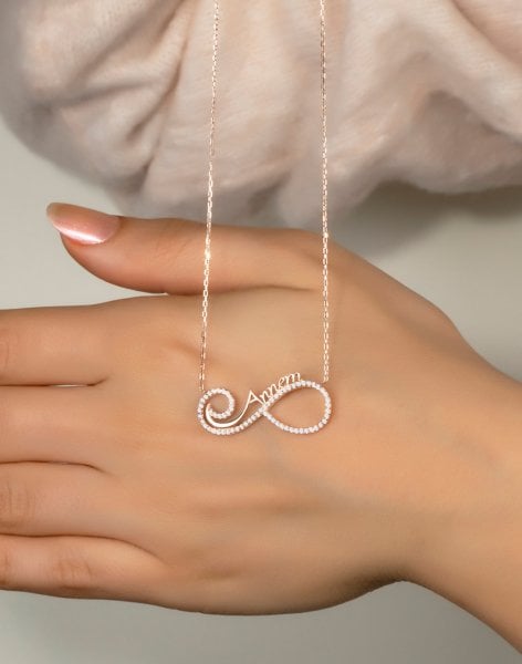 Annem Yazılı Gümüş Sonsuzluk Kolye