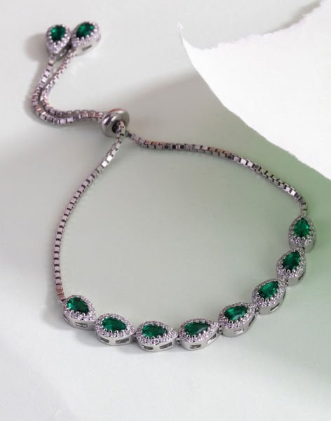 Damla Taşlı Gümüş Asansörlü Bileklik