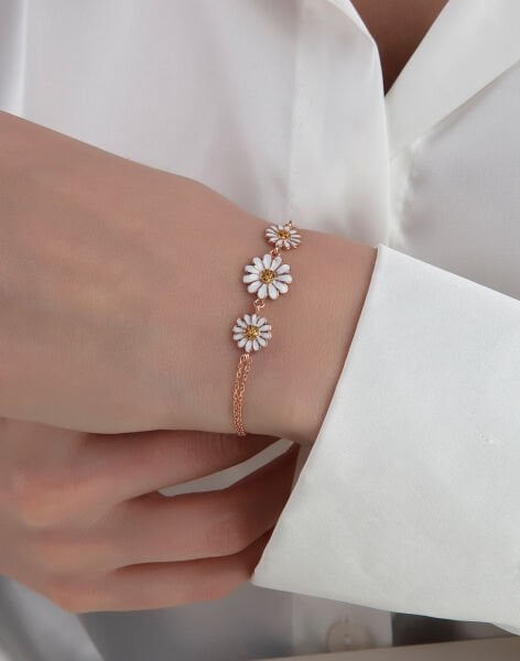 925 Ayar Gümüş Üçlü Papatya Bileklik