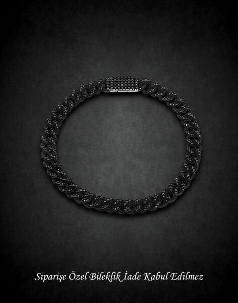 Oniks Taşlı Kutu Kilit Gurmet Zincir Erkek Bilekliği