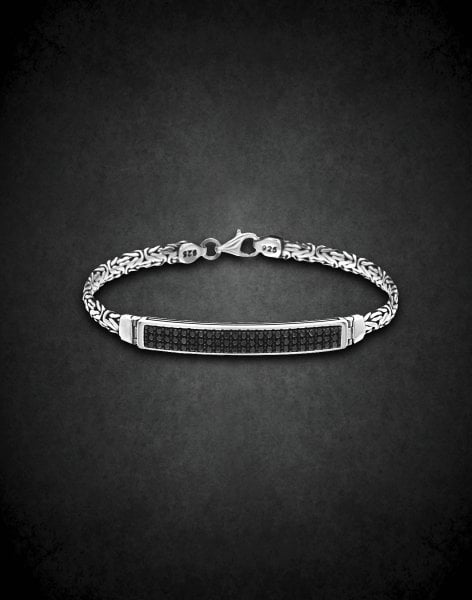 Zirkon Taşlı Kral Gümüş Erkek Bilekliği