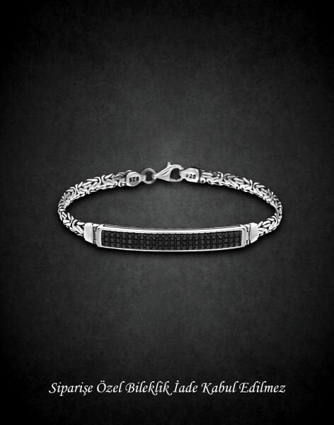 Zirkon Taşlı Kral Gümüş Erkek Bilekliği