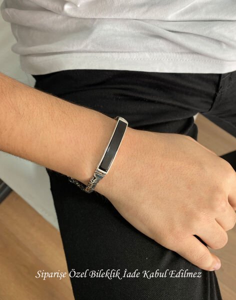 Oniks Taşlı Kral Zincir Erkek Bilekliği