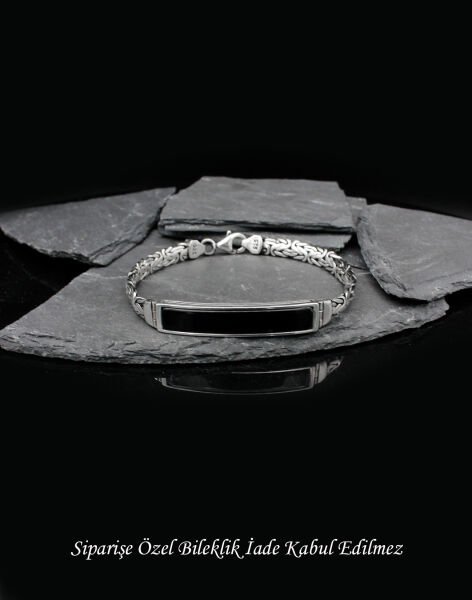 Oniks Taşlı Kral Zincir Erkek Bilekliği