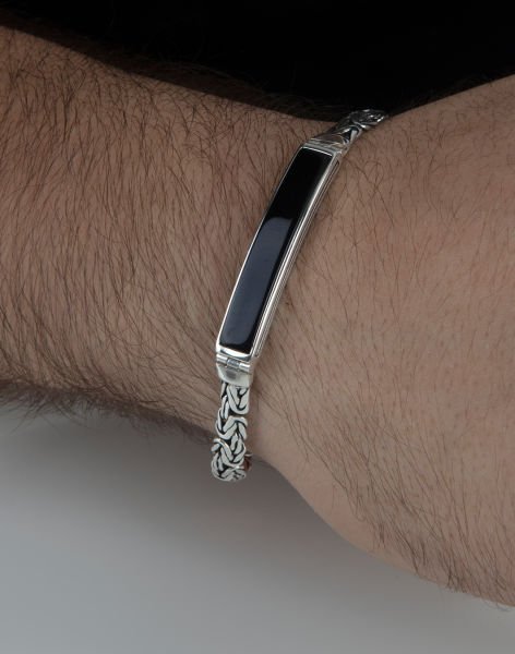 Oniks Taşlı Kral Zincir Erkek Bilekliği