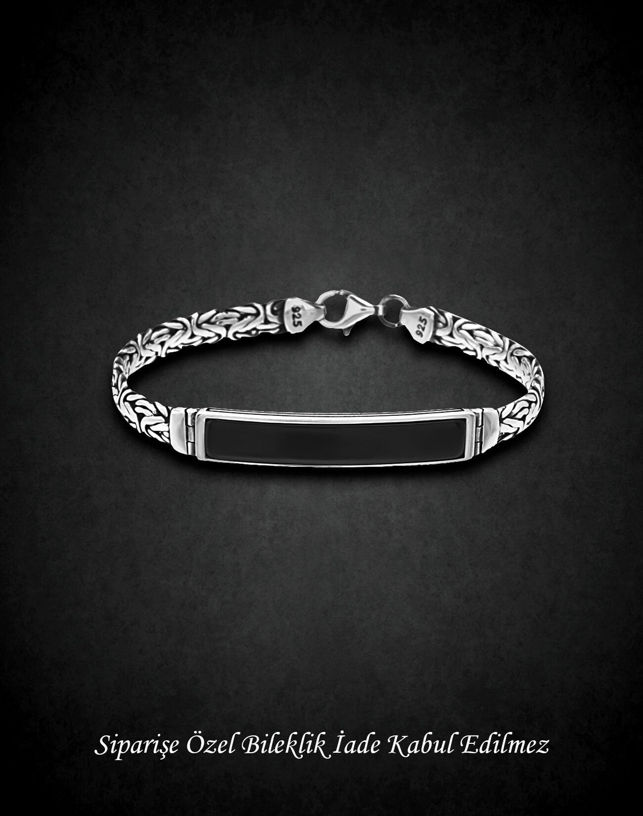 Oniks Taşlı Kral Zincir Erkek Bilekliği