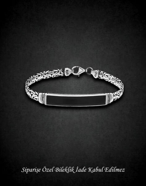 Oniks Taşlı Kral Zincir Erkek Bilekliği