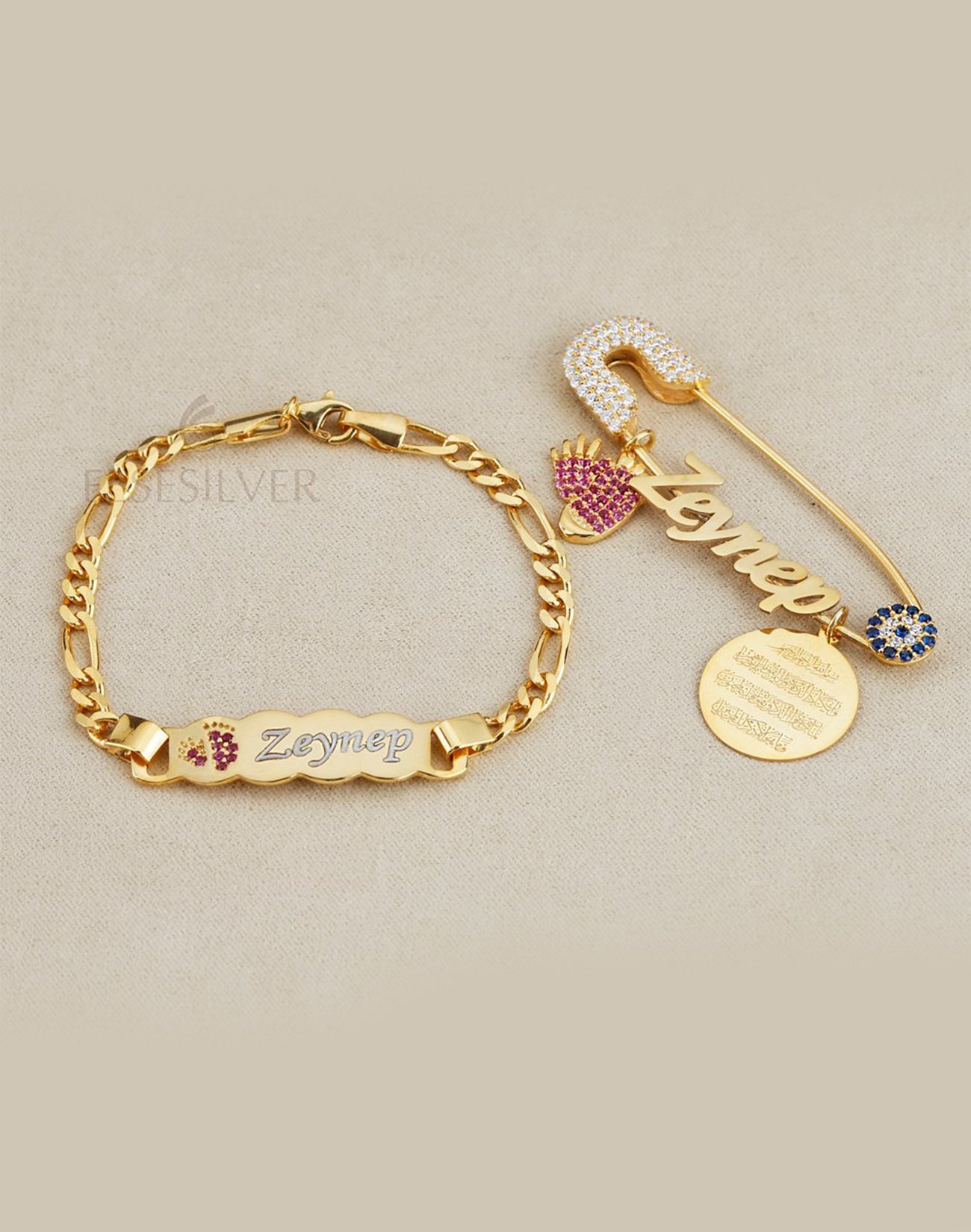 Kişiye Özel İsimli İğne Bileklik Gümüş Set