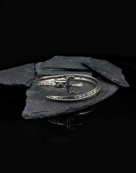 Kılıç Tasarımı Gümüş Erkek Bilekliği