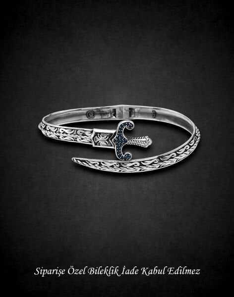 Kılıç Tasarımı Gümüş Erkek Bilekliği