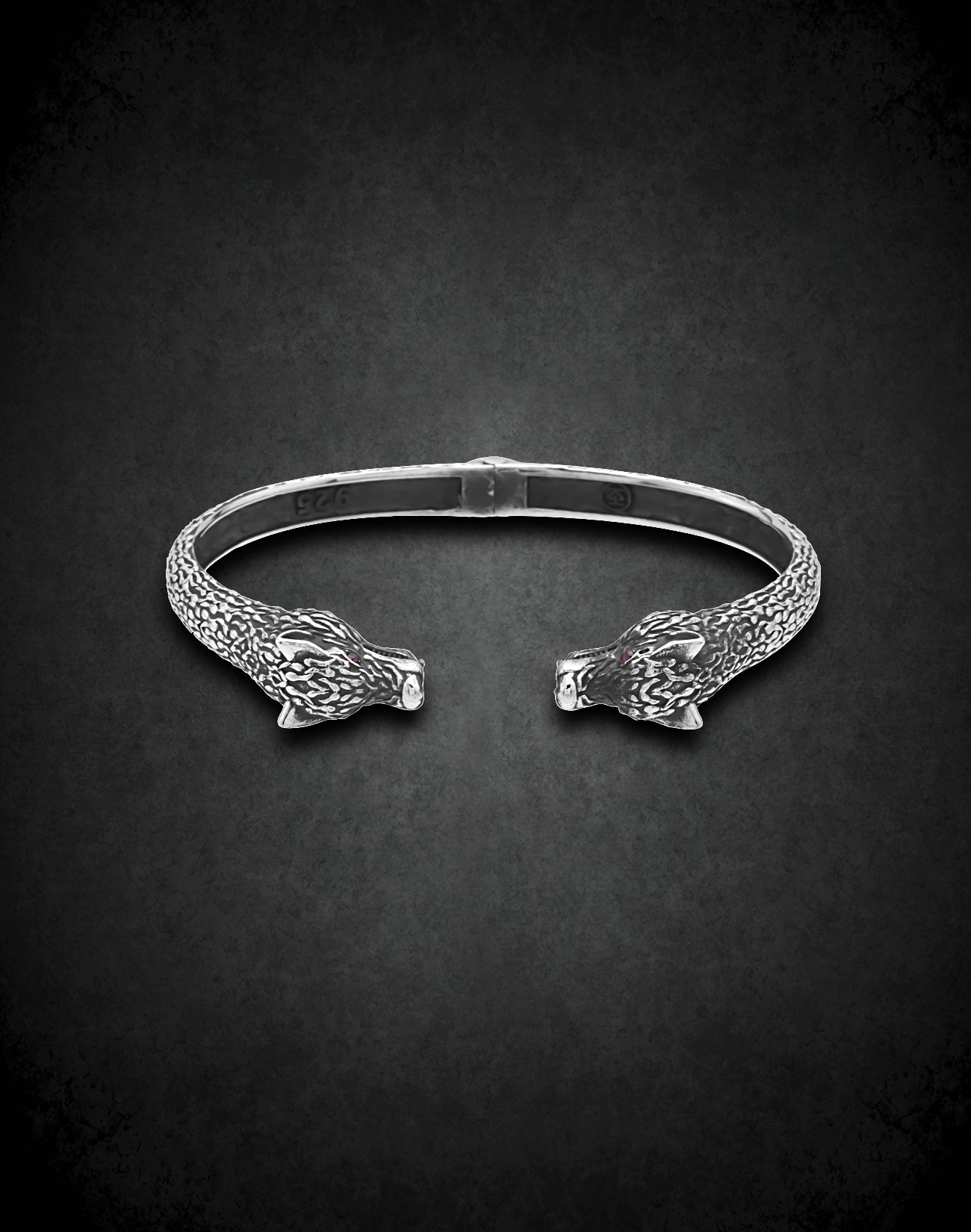 Özel Tasarım Yaylı Gümüş Kurt Erkek Bilekliği