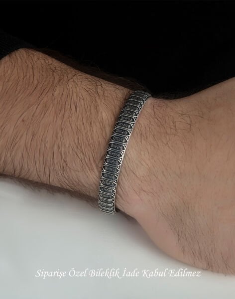 Gent 925 Ayar Gümüş Erkek Kelepçe Bileklik