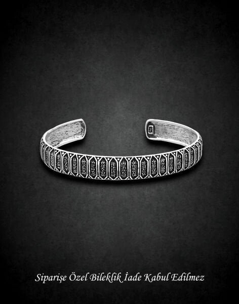 Gent 925 Ayar Gümüş Erkek Kelepçe Bileklik