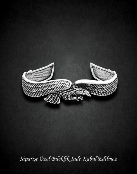 Kartal Tasarımı Gümüş Erkek Bilekliği