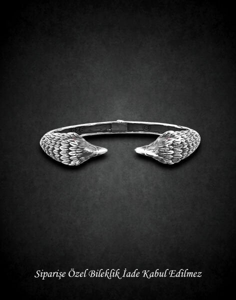 Çift Başlı Şahin Gümüş Erkek Bilekliği