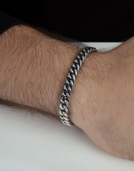 Yaylı Özel Tasarım Gümüş Gurmet Erkek Bilekliği