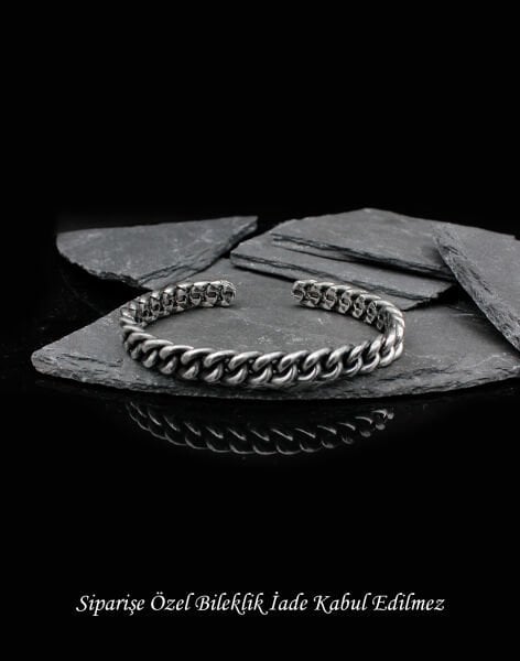 Yaylı Özel Tasarım Gümüş Gurmet Erkek Bilekliği