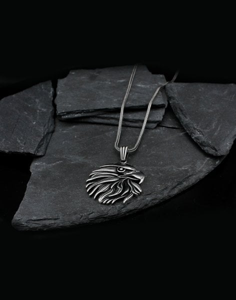 Kartal Figürü Gümüş Erkek Kolye