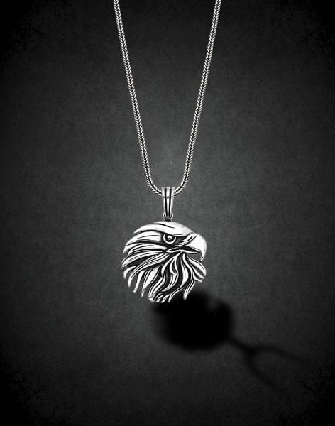 Kartal Figürü Gümüş Erkek Kolye