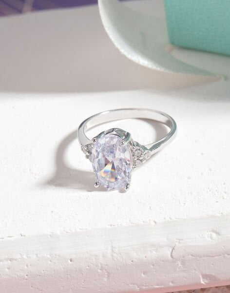 925 Ayar Zirkon Taşlı Oval Taşlı Gümüş Yüzük