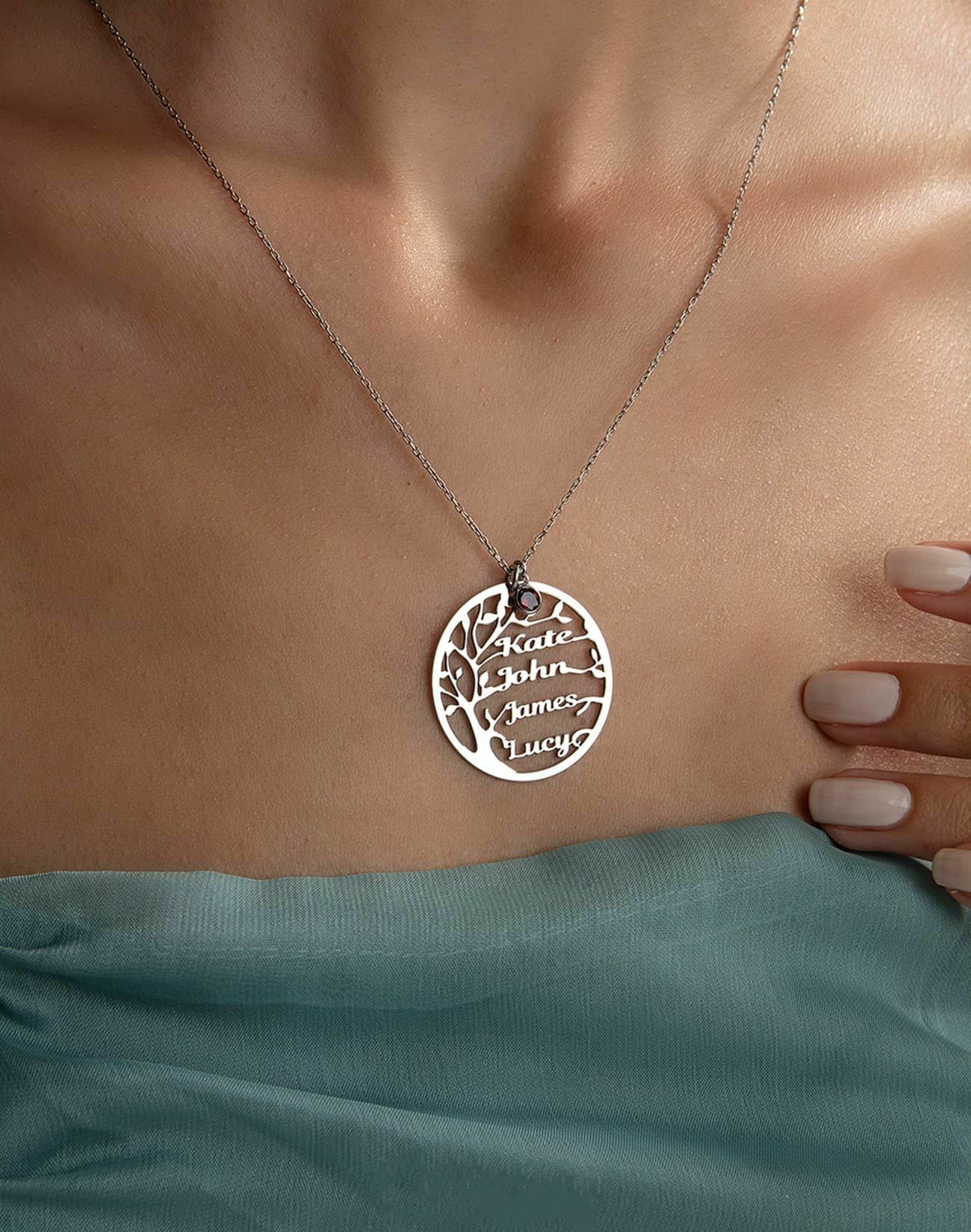 Kişiselleştirilebilir Gümüş Soy Ağacı Kolye